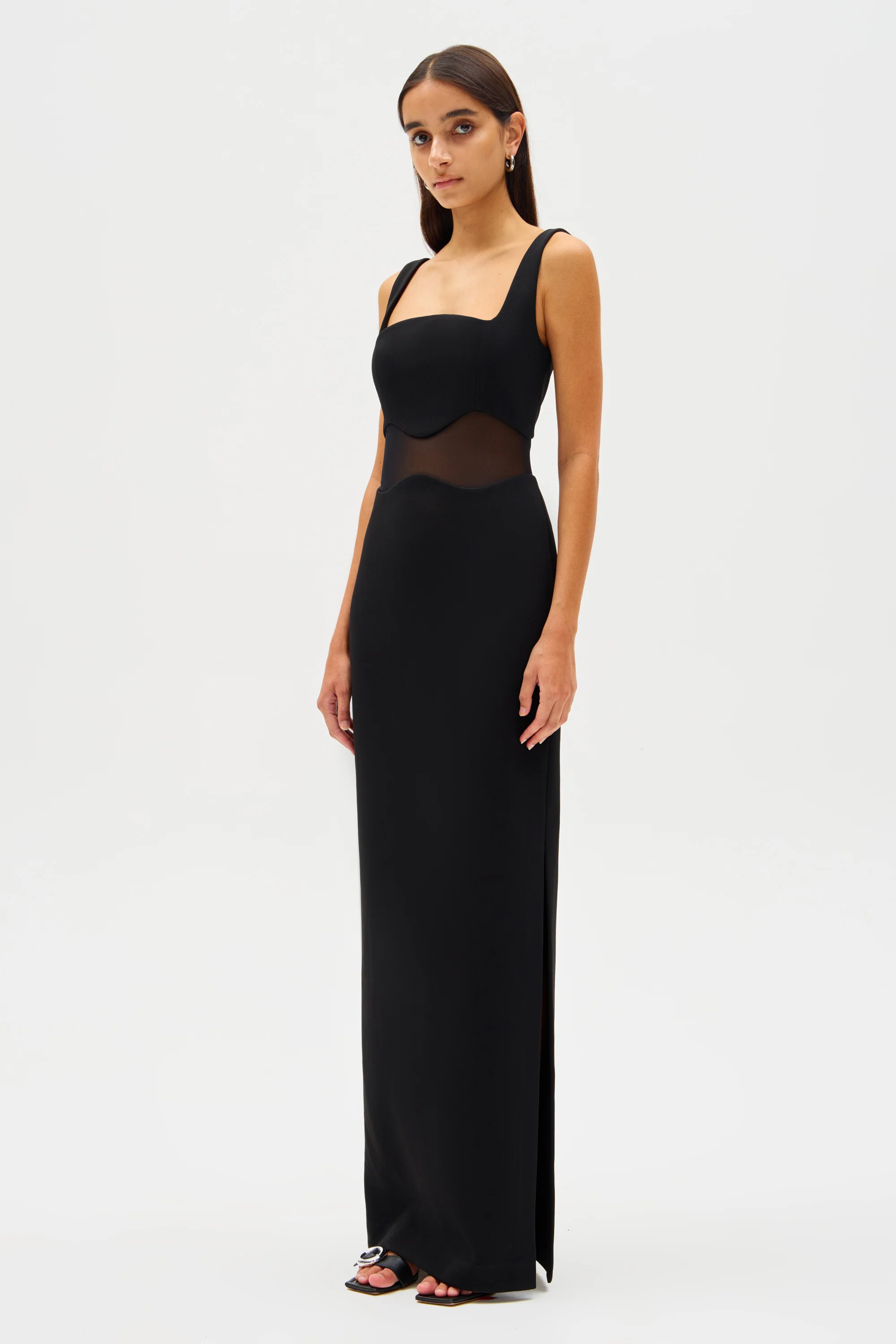 DAMITA CREPE & MESH MAXI DRESS - Image 3