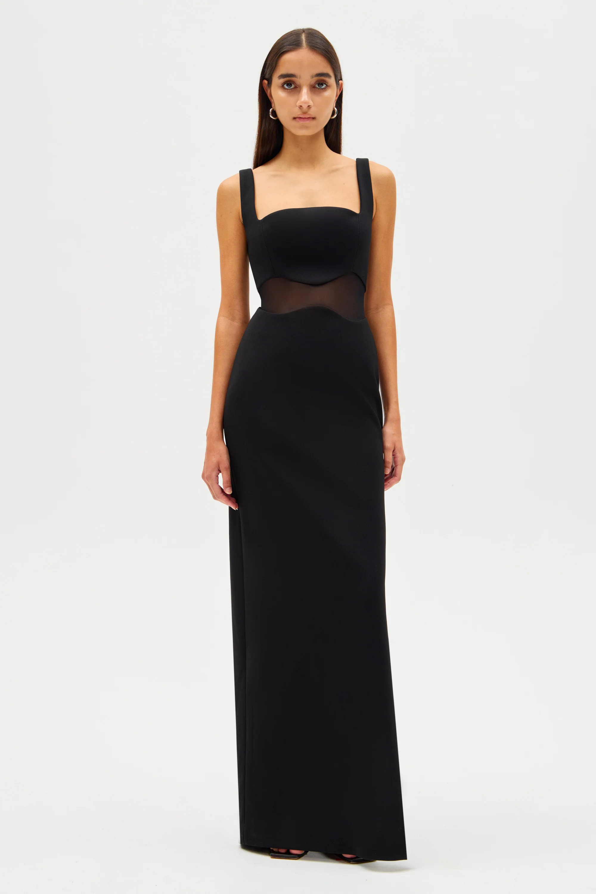 DAMITA CREPE & MESH MAXI DRESS - Image 5